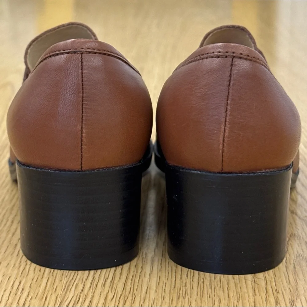 Prima Royale Women’s Classic Brown Chunky Heel Leather Loafers Size 8.5 Preppy